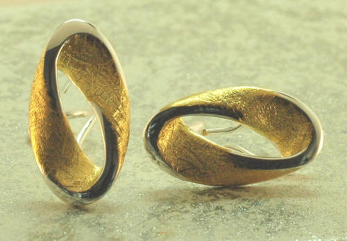Silber-Clipohrstecker vergoldet oval